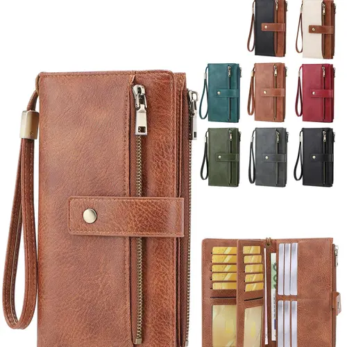 New Rfid Anti-Theft Vintage Commuter Women's Wallet, Rfid Blocking Purse, Multi-Function Trifold Long Wallet, Card Slots ID Window Cash Phone Holder, Multi Functional Wallet, Zipper Wallet, Trifold Wallets