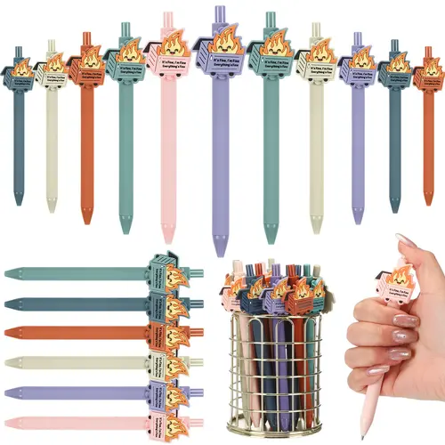 [Labor Day Sale] Dumpster Fire Pens Luminous Ballpoint Pen Back to School Teacher Appreciation Idea Emotional Support Positive Funny Work Pens for Coworkers Teachers Nurse Employee Appreciation Gift School Ofiice Supplies Summer Party Favors