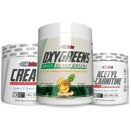 EHPlabs OxyGreens + CREA-8 + L-Carnitine Dietary Supplement Wellness Stack - Super Greens, Creatine, Essential Aminos - Selfcare Support for Gut Balance & Recovery, Gut Health, Supports Gut Balance And Recovery