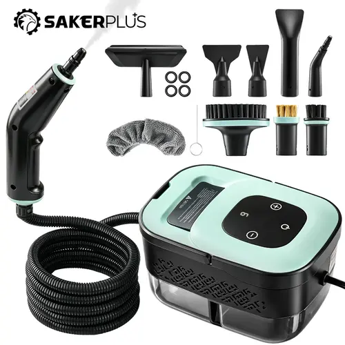 Sakerplus Portable Handheld Steam Cleaner, High Temperature Pressurized Steam Cleaning Machine with Brush Heads for Kitchen Furniture Bathroom Car, 110V