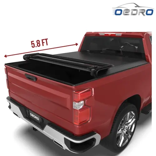 [Fits 2019-2026 Chevrolet Silverado/GMC Sierra 1500 New Body Style] 5.8 Ft Bed, Soft Quad-Fold Tonneau Cover Truck Bed, Fleetside, without Multi-Flex Tailgate