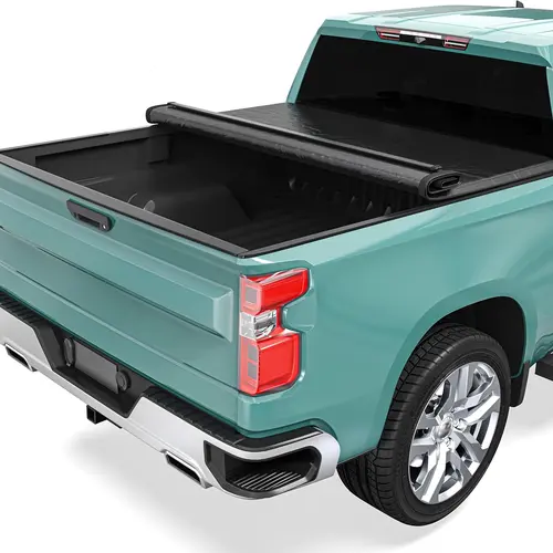 6.6 ft Bed Soft Roll Up Truck Bed Tonneau Cover Fit for Chevy Silverado/GMC Sierra 1500 New Body 2007-2025, Fit for Chevy Silverado/GMC Sierra 2500 3500 HD 2007-2019, Without Multi-Flex Tailgate