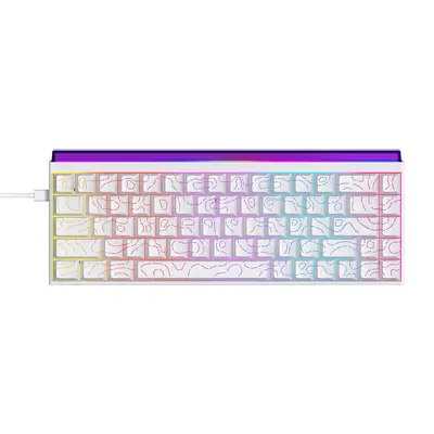 AJAZZ Mini 65% Gaming Mechanical Keyboard, Red Switch, 68-Key Compact Wired Office Keyboard NK68, Colorful Light Effect, LED Backlit Keyboard, DIY Plug-and-Play, Supports Multiple Systems, Suitable for Gaming, Illuminated Lighted Keyboard