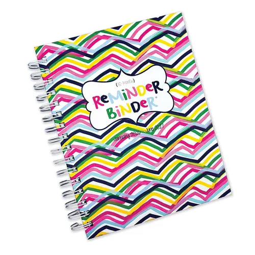 NEW! Reminder Binder® 2026-27 Weekly Planner Notebook, 8.5x7.25" Hardcover Organizer (January 2026-June 2027) with Laminated Tabs, Elastic Band Enclosure, Stripes for Office Stationery Supplies