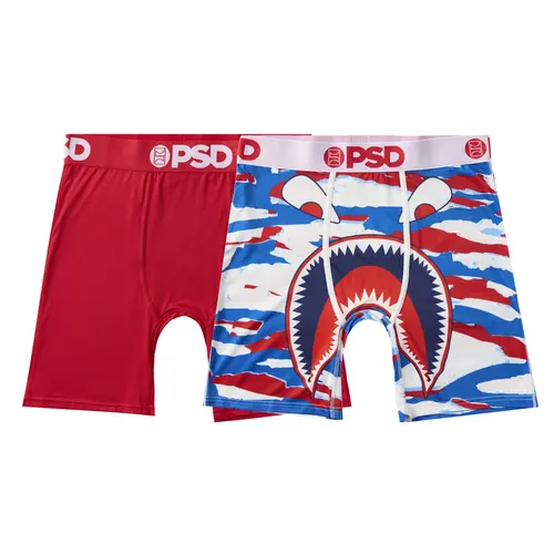 PSD Mens Warface American Boxer Brief 2 Pack - Standard Length 7 Inch Inseam, Soft and Breathable Cotton Blend Fabric