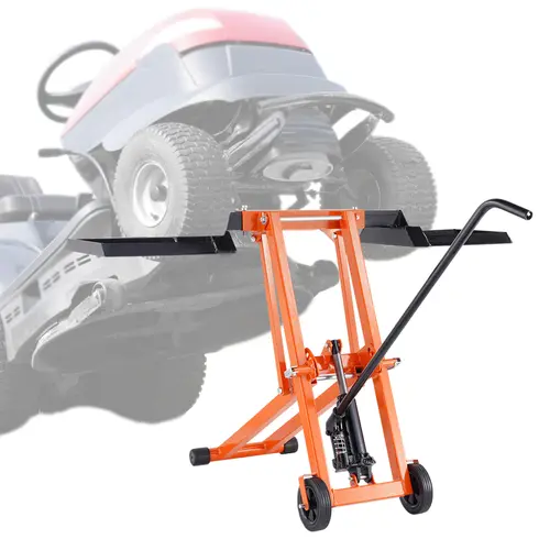 【DealsForYouDays】VEVOR Lawn Mower Lift with Hydraulic Jack,500 Lbs Weight CapacitySolid Carbon Steel Lawn Mower LiftAdjustable Movable Lawn Lifter for Riding Tractors and Zero Turn Lawn MowersOrange
