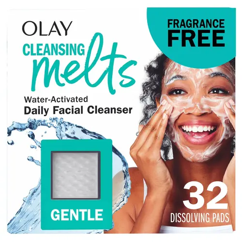 Olay Gentle Cleansing Melts, Biodegradable Face Care Product for Adults, Fresh and Clean Selfcare Facial Cleanser, 32 Count, Gentle Cleansers, Cosmetics Cleansing