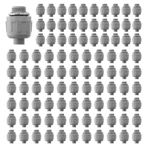 【Summerfinds】VEVOR 1/2 inch Liquid Tight Connector, 100 Packs, Non-Metallic Electrical Conduit Fitting, Flame-Retardant PA6 Nylon Flexible Conduit Connector, for Home Kitchen Bathroom Tube Tool Supplies, Gray