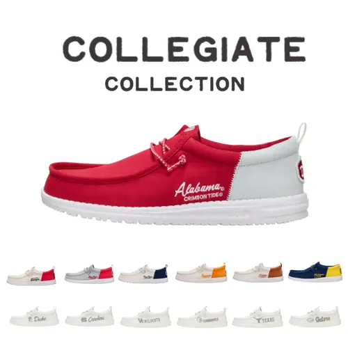 HEYDUDE Wally Funk Collegiate Collection - Men's Comfortable Slip on Shoes Casual Gameday Footwear Training Athletic