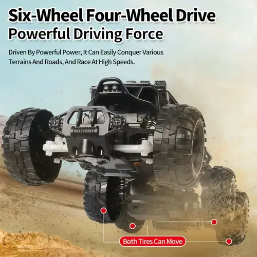 Tibibee Alloy 6-Wheel RC Climbing Car, 4WD off-road design with flexible shock absorption. Fits all terrains, sturdy durable structure, ideal outdoor racing toy and perfect holiday gift for kids above 3 years old.