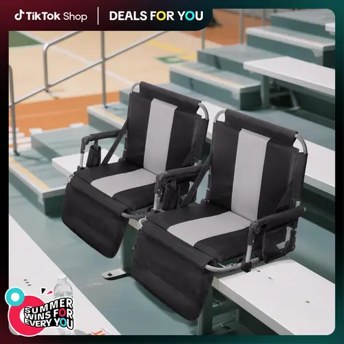 DealsForYouDays PHIVILLA Stadium Seat for Bleachers Portable Outdoor Floor Folding Stadium Chair with Armrest, Back Support, Cup Holder, Mesh Bag and Hide Hooks