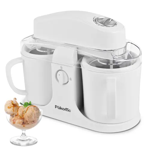 Pukomc 2-in-1 Kitchen Ice Cream Maker - Fast Freezing, Effortless Mixing for Homemade Gelato, Sorbet, Ideal for DIY Frozen Treats, Home Essentials