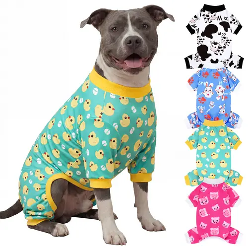 XPUDAC 4-Piece Soft Cozy Dog Onesie Pajamas, Halloween Cartoon Animal Pattern Pet Clothes for Small Dogs & Kittens, Secure-Fit Calming Sleepwear for Daily & Festive Occasions, Kitten,Summervibes,Petlovers sohochic