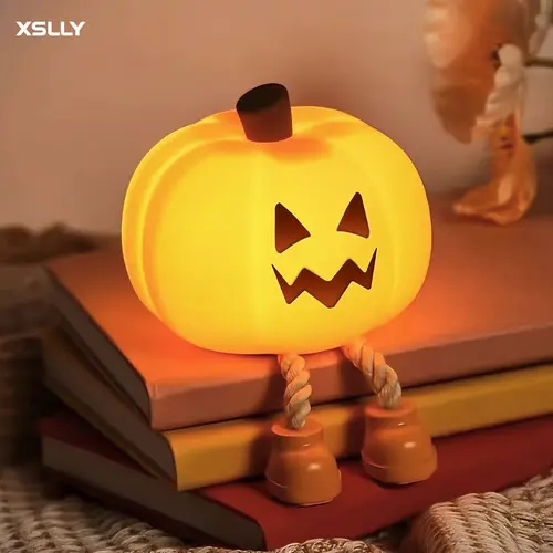 Night Light for Kids, Baby room pumpkin-shaped lamp,Mini LED Pumpkin Lamp with 3 Level Dimmable, Nursery Nightlight for Kids, Silicone Rechargeable Bedside Touch Lamp, EasterEggLight clearance items BackToSchool