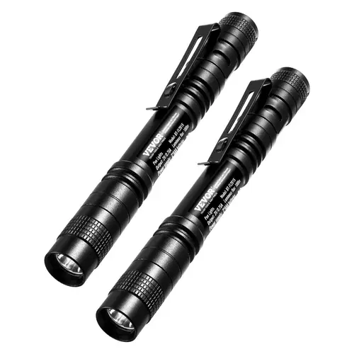 VEVOR 2-Pack Sturdy Aluminum Alloy Pen Lights, 100 Lumens AAA Pocket Flashlights with Clip Mount, IPX4 Waterproof, Compact Lightweight EDC Work Accessories for Inspection, Tightspace Reach, Outdoors, Tools and Gadgets, Batteries