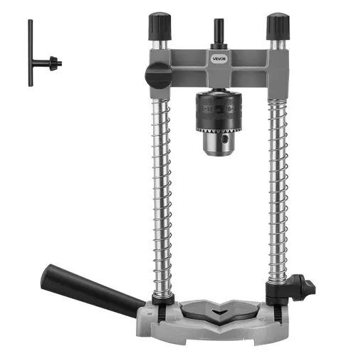 VEVOR Right Angle Drill Guide Jig Attachment, Portable Precision Aluminum Alloy Drill Jig Tool, Large Handle & Mounting Holes for Woodworking Straight/Angled Hole Drilling (Father's Day Gift), Drill Attachment Jigs, Adjustable Limiter