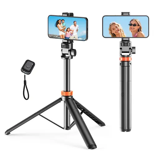 61-Inch Professional Cellphone Tripod-Selfie Stick with Remote Control, Upgraded Stabilized Stand, Travel-Ready Construction, Compatible with iPhone 16/15/14/13 & Android Devices, Mobile/Smartphone Accessories, Tripod for iPhone