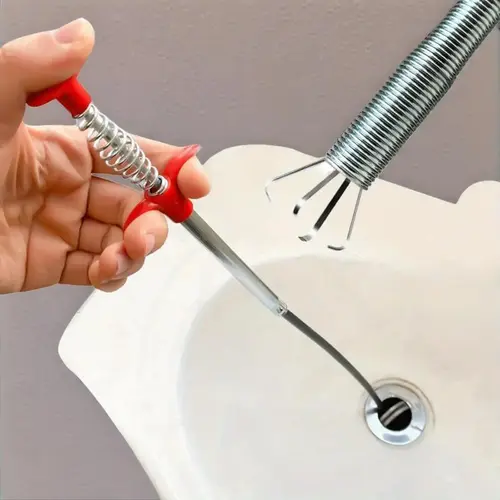 200cm Flexible Drain Auger - Gutter Cleaning Tool with Grabber Claw Reacher, Clog Remover for Toilet, Kitchen, Bathroom Drains