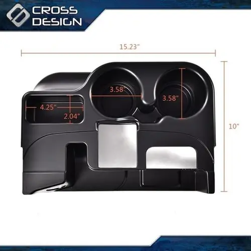 CROSSDESIGN Matte Cup Holder for Car - Manual Shift Ok, Car Storage Organizers, Ram Truck Accessories for 2003-12 Dodge Ram 1500/2500/3500, Black Center Console Stowing Accessory