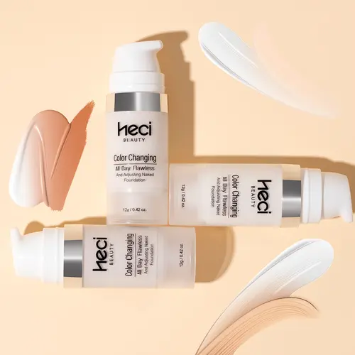 HECI Color Changing Foundation - 3-in-1 Flawless Natural Nude Finish, Self-Adjusting Blemish-Covering Lightweight Hydrating Cream, 2-for-1 Deal for Women (Ideal for Dancing, Naked Look), Even Skin Tone