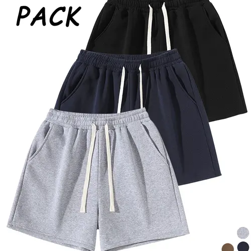 Men's Solid Color Drawstring Waist Shorts, Casual Fitted Jogger Pants for Daily Wear, Sports & Outdoor Activities, Unisex Fitness Athleisure Shorts, Athletic Wear Shorts
