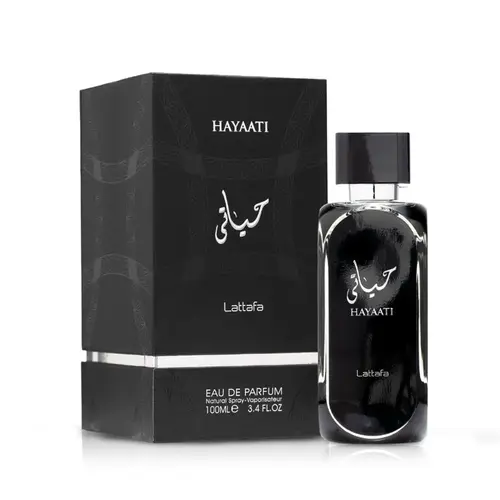 Lattafa Hayaati Black Luxury Arabic Arab Perfume, Men's 3.4 fl oz Bottle Cologne, Woody Aromatic Eau de Parfum Spray with Bergamot, Cinnamon, Musk Notes, Cruelty Free Men's Fragrance, Men's Cologne, Luxury Arabic Men's Fragrance