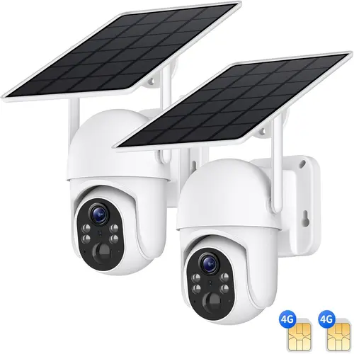 Outdoor 4G LTE Solar Security Camera - Outdoor CCTV System, No WiFi Needed, 2000P Color Night Vision, 360° Live View, PIR Motion Detection, 2-Way Talk, Built-in SIM Card, Micro SD Compatible, Remote Monitoring for Off-Grid Areas
