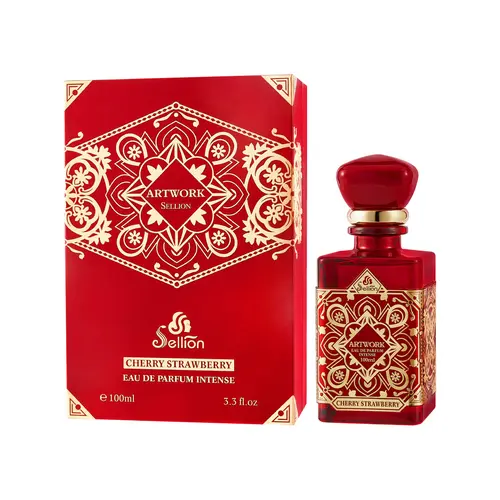 Sellion Art Work Cherry Strawberry EDP Perfume Spray (3.4Oz/100ml) - Unisex Adults' Fruit-Based Spring Fragrances, EDP Sprays with Fruity Gourmand, Patchouli Vanilla Bergamot, Vanilla Scents for Glow Up, Single Item, Cruelty Free, Bold Cherry Top, Alcohol