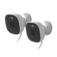 myQ Smart Outdoor Wired Security Camera 2 Pack Bundle – 1080p HD Video, Night Vision, Motion Detection, Wi-Fi, Two-Way Audio, Smartphone Control Lens