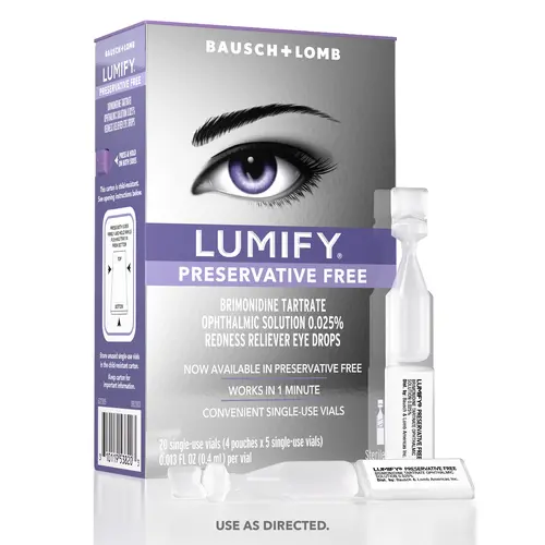 LUMIFY Redness Reliever Preservative Free Eye Drops (20 Count, Single-Use Vials)