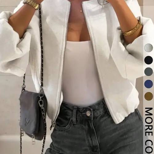 Women's Zipper Jacket Coat, Lightweight Zip Coats, Womenswear, Lady, Long Sleeve, Basic Casual Style Women's Outerwear, Fashion Casual Outerwear, Perfect for Fall & Winter Everyday Daily Wear, Fitted Design, Woven, Moderate Fabric Thickness