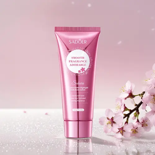 Sakura Crystal Glitter Highlight Body Lotion - Hydrating Body Care Moisturizer with Translucent Skin Effect, Long-Lasting Scent, Cosmetic Skin Hydration Support