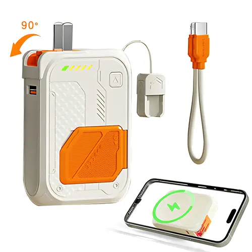 10000mAh High Power Portable Magnetic Power Bank Charger with Retractable USB-C Cable, Fast Charging, Foldable Wall Plug, Lanyard, Triple Charge for iPhone, Android Phone Accessories (Compact Lightweight Travel Essential), Gifts For Him