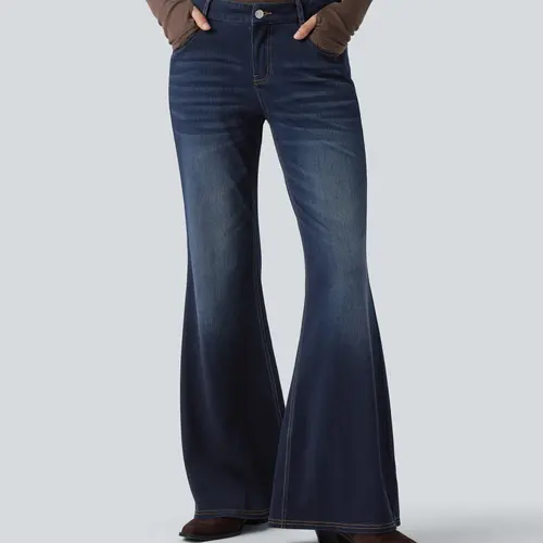 Halara Flex™ Low Rise Flare Washed Casual Jeans with Pockets