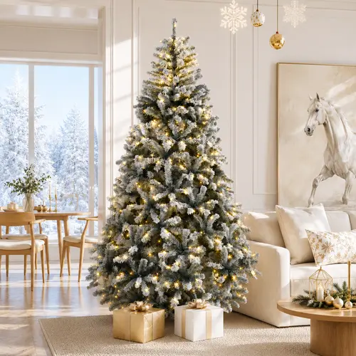 【11 Light-Modes】YITAHOME Pre-lit Artificial Christmas Trees 6ft/7.5ft/9ft, Snow White/Green/Scotch Pine/Pine Cone Styles Holiday Decoration for Home, Party Supplies