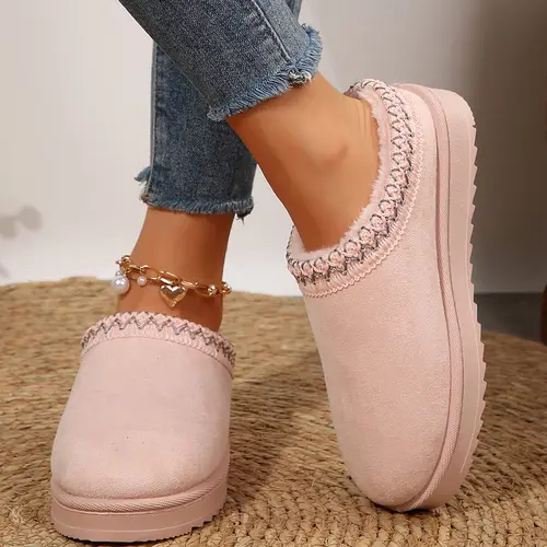 Women's Cotton Slippers Platform Slip-On Boots Short Ankle Boot Fleece Lined Sneakers House Snow Indoor Slippers For Outdoor Springfresh
