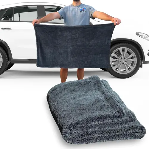 DEXH 1300GSM Twisted-Loop Car Drying Towel, 24x36 in, Edgeless Microfiber, Streak-Free & Lint-Free for Cars, Trucks, SUVs