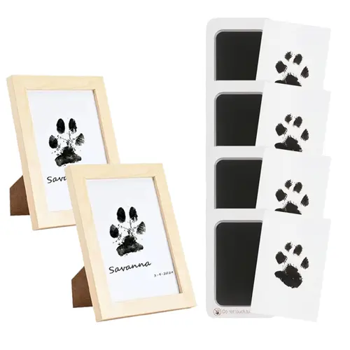 4 Pcs Paw Print Kit + 2 Photo Frames, Mess Free Paw Print Ink Pad for Dogs & Cats, Clean Touch Ink Pad, Dog Paw And Nose Print Kit, Keepsake Gift For Pet Dogs And Cats, Memorial Gift For Pets,Pet Paw Print Memory Keepsake imprint card SummerVibes summerv