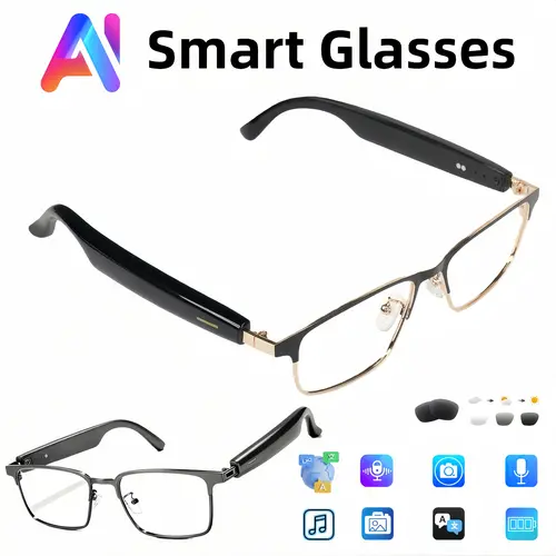 Smart AI Audio Glasses with Real-Time Translation in 160 Languages, Photochromic Lenses, HD Sound and Voice Calls, Hands-Free Operation, Lightweight and Comfortable, Ideal for Travel, Outdoor Activities, and Daily Wear.,back to school,back to school haul