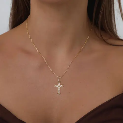 CAROVO Cross Necklace for Women 14K Gold/Silver Plated Dainty Small Cross Pendant Choker Simple Trendy Cute Cross Charm Chain Necklace Faith Jewelry, Jewelry For Women, Gold Jewelry, Gold Aesthetic