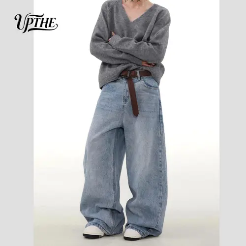 UP.THE Men’s Loose Fit Jeans Retro Y2K Wide-Leg Street Skate Pants Casual Denim Long Pants Breathable Fabric Loose Fashion Style, Street Style, Oversized Stylish, Baggy Jeans