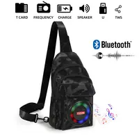 Bluetooth 5.3 Speaker Sling Chest Bag, 10W Outdoor Crossbody Bag with Built-In Battery & Emergency Phone Charging for Hiking Camping