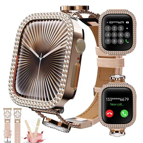 W&O 2026 Unisex Adults Trendy Multifunctional Chic Smartwatch - Calls, 100+ Multi-Sports Modes, Sleep Monitor, Fitness Tracker, LCD Display, 4cm Digital Monitoring, Casual Black-U-2Straps Wearable Tech Device