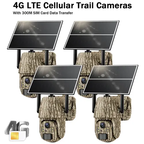3rd Generation 4G LTE Cellular Trail Camera with Forever Battery Life, Live View Video Game Cam, SIM Card Included, 360 °   Rotation,AI Motion Activated, 2.7K Color Night Vision, No Wi-Fi, IP65 Waterproof, Good for Tracking Wildlife, Outdoor Accessory, Ip