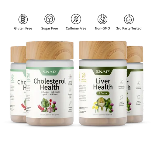 2x Cholesterol Health + Liver Health - Snap Supplements - Natural Liver Cleanse Detox and Repair - Support Healthy Cholesterol Levels & Natural Heart Health