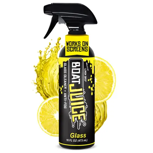 Boat Juice Glass Cleaner - 2in1 Glass Cleaner & Anti-Fog Control - Smells Like Lemon Drop - 16oz