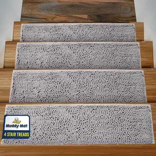 Muddy Mat Chenille Stair Treads - Grey