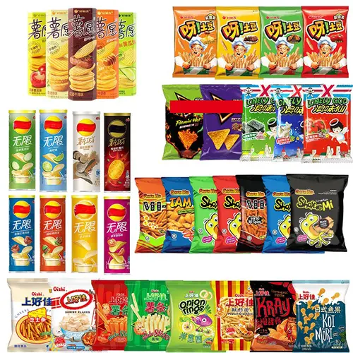 Geely Asian Snack Chips 8-Pack Variety Bundle – Assorted Flavored Snacks from Multiple Brands