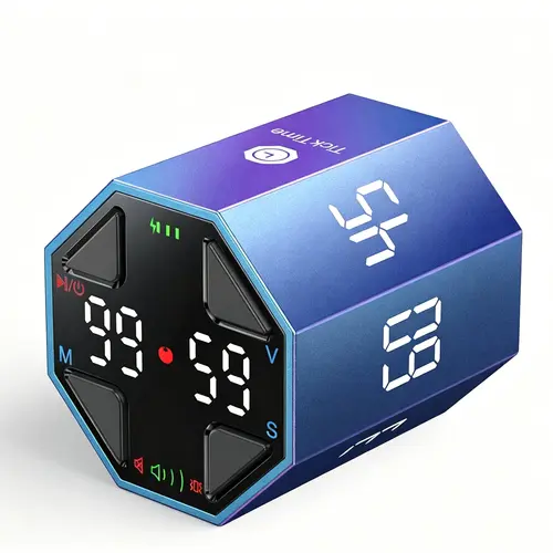 Ticktime Cube Pomodoro Kitchen Timer - Magnetic, Flip, LED Display, Pause & Resume, Silent & Adjustable Sound Alert, 3/5/10/15/25/30min & Custom Countdown, 1.9×1.8×1.7 in, 2.2 oz, Portable for ADHD, TikTok Shop Back to School,back to school haul