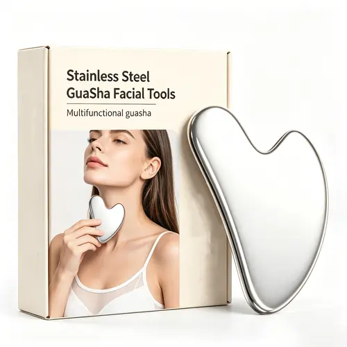 304 Stainless Steel Heart-Shaped GuaSha Beauty Tool, Pure Metal Youth-Boosting Single Item for Jawline Glow Up - Durable Massage Board for Face, Body, Beauty Tool Upgrade, Heart Shape